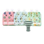 WeeSprout Double Zipper Reusable Food Pouches, Perfect for Babies & Toddlers, Freezer & Dishwasher Safe (Educational, 3.4 Fl Oz (Pack of 6) + Pouch Filler)