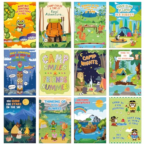 Motiskyy 12 Set Adventure Camp Greeting Cards, Camp Stationary for Student
