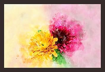 Mad Masters Watercolor Image Close up of Chrysanthemum Flower with Empty Space. 1 Piece Wooden Framed Painting |Wall Art | Home D?cor | Painting Art | Unique Design | Attractive Frames