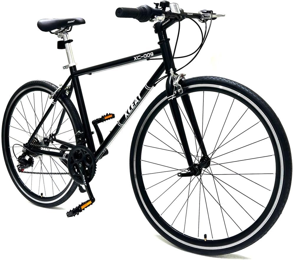 クロスバイク 700c シマノ製 21段変速 ライト 自転車 グレー2089 XLEAT クロスバイク 700c シマノ製 21段変速 ライト スタンド付