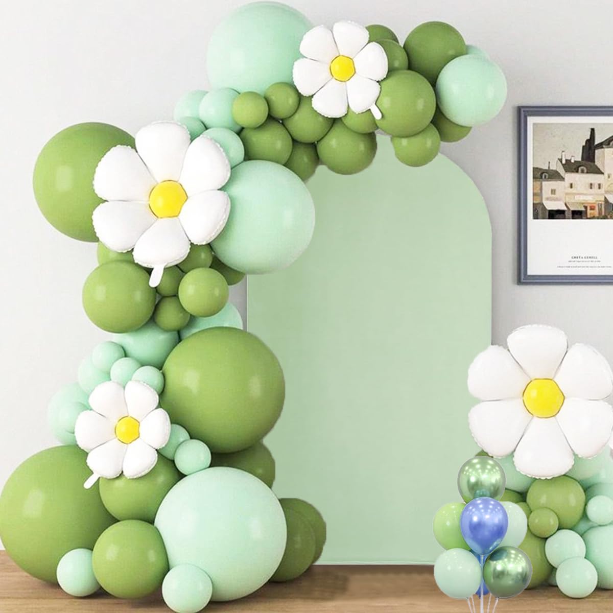 SINSSOWL 7.2 FT Arch Backdrop Cover Spandex Arch Cover Fitted Wedding Arch Backdrop Fabric Cover for Reception Bridal Shower Birthday Party Gender Reveal Backdrop Decoration (Sage Green)