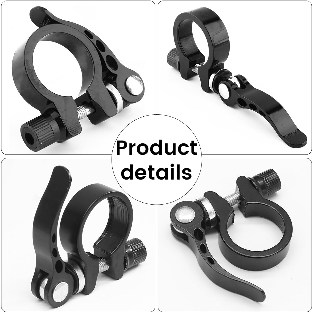 KUMSODE 2 Stück Fahrrad Sattelklemme mit Schnellspanner Aluminium Legierung Sattelklemme 27,2/28,6 mm (Schwarz, Rot, 31.8mm) Sport & Freizeit