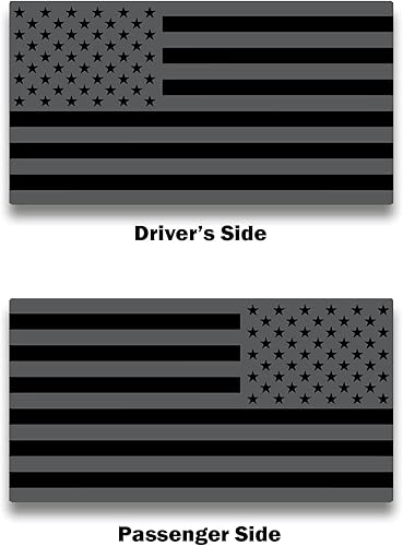 Miniatura 2 de Skull Society - Juego de 2 calcomanías patrióticas de bandera estadounidense gris de 35 x 7 pulgadas para todo tipo de clima para automóviles