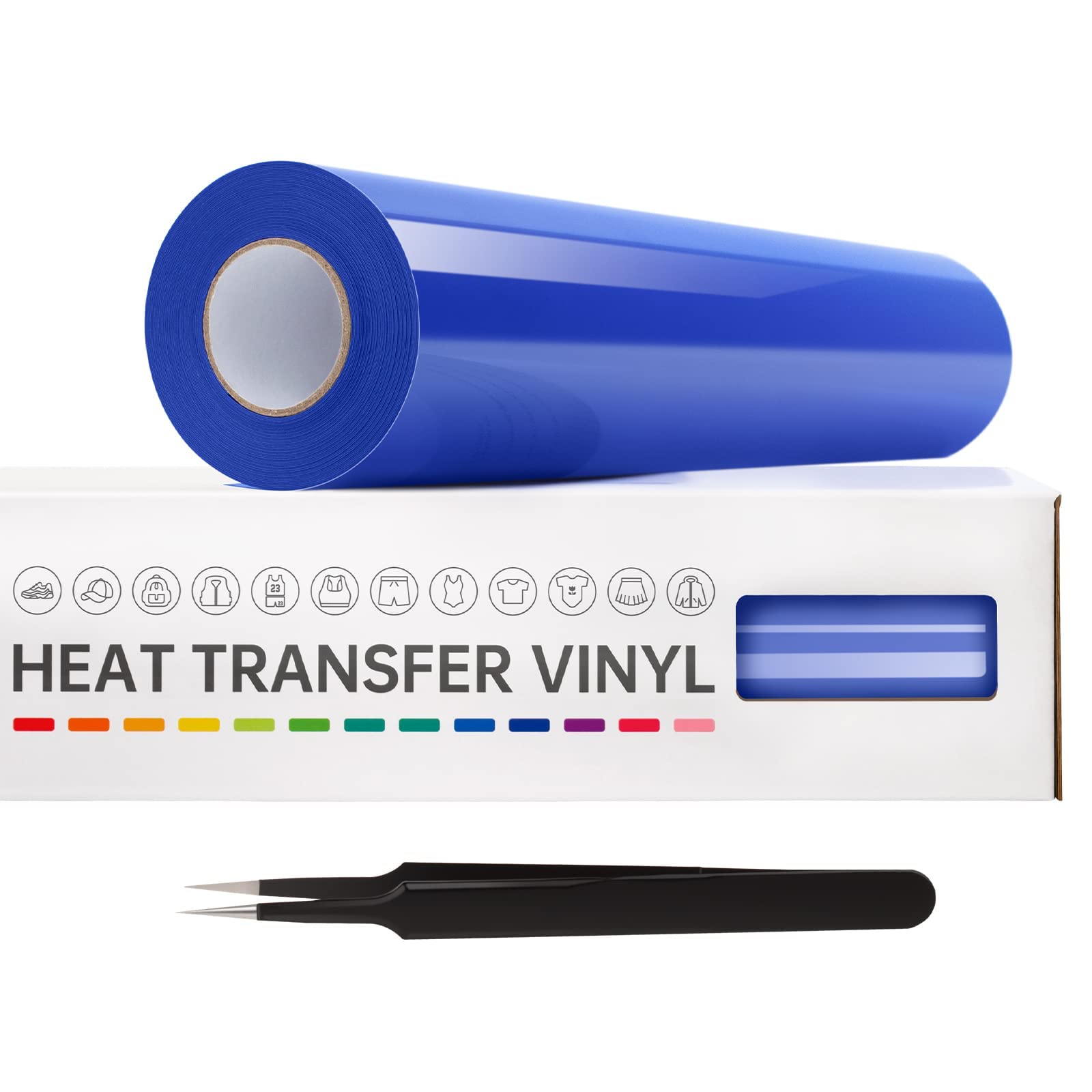 VinylRus Vinilo de transferencia de calor, rollo de vinilo termoadhesivo, 12 x 20 pies, color azul real, para camisas, vinilo HTV para Silhouette Cameo, Cricut, fácil de cortar y malezar