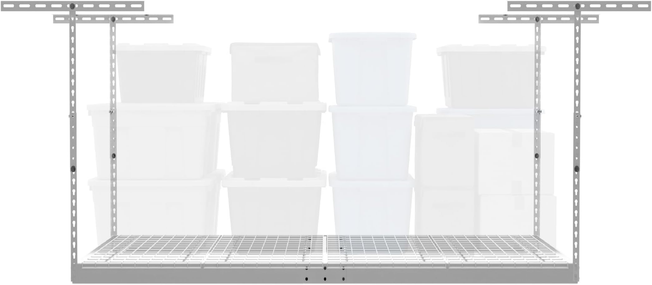 MonsterRax 4x6 Overhead Garage Storage Rack, White, 18"-33" Height