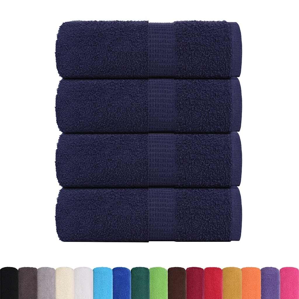 vidaXL Guest Towels - 30x50 cm, Navy Blue, 4 Pcs Set, 360 gsm 100% Cotton, OEKO-TEX Certified, Machine Washable, Bath/Hand/Face/Kitchen/Gym Towels