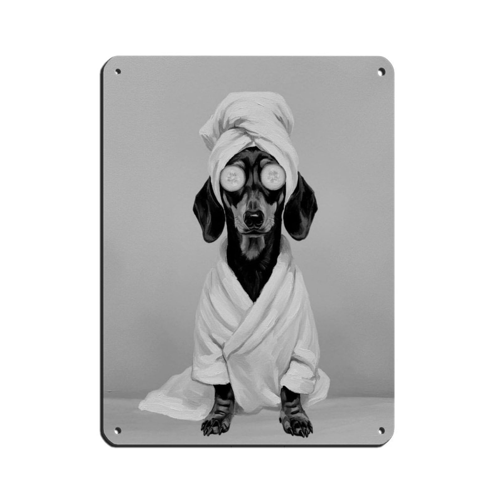 Bathroom Spa Art, Dachshund Dog Retro Poster Metal Tin Sign Chic Art Retro Iron Painting Bar People Cave Cafe Family Garage Poster Wall Decoration 12x16inch(30x40cm)