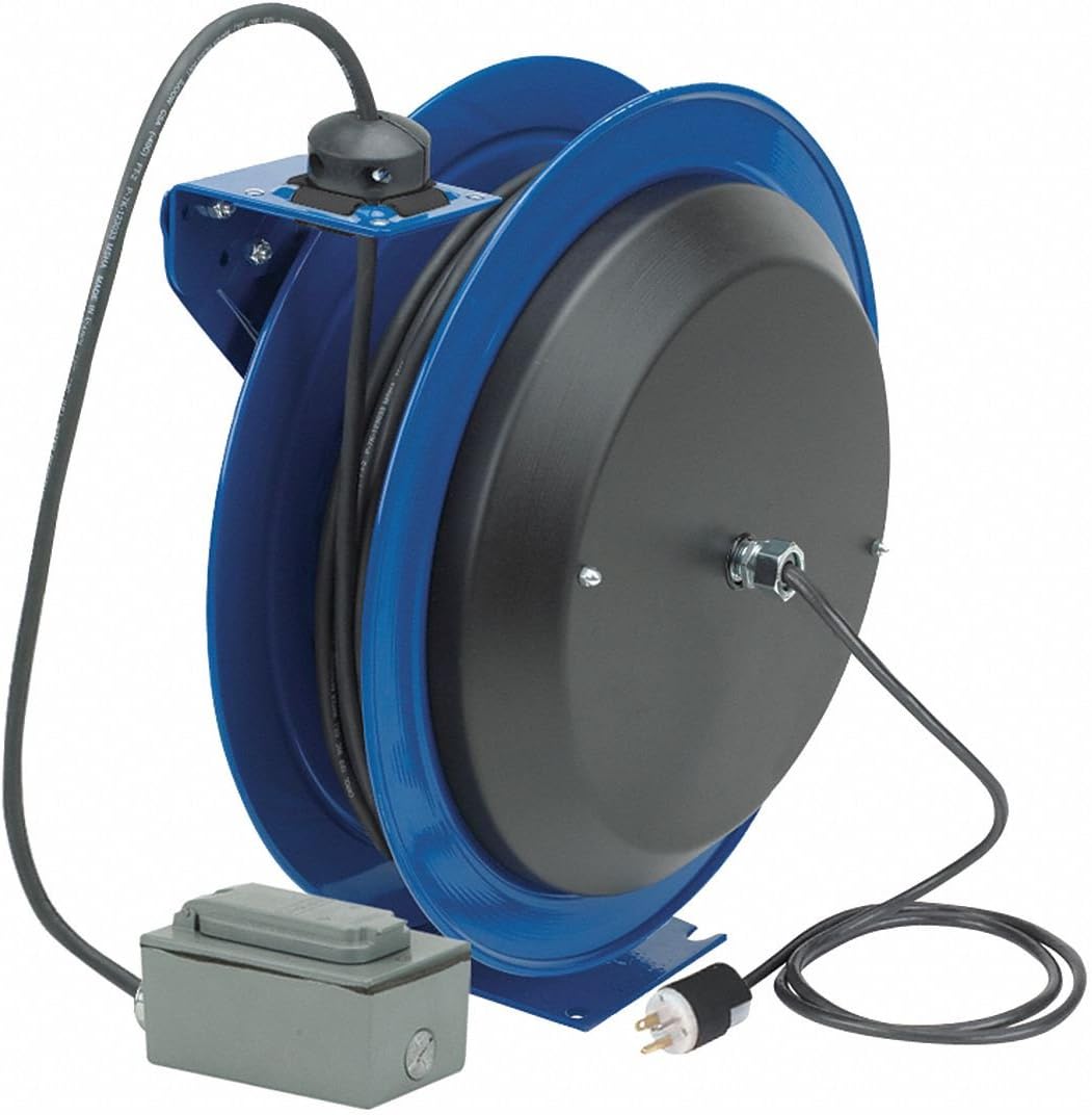 120VAC Heavy Industrial Retractable Cord Reel; Number of Outlets 2, Cord Included