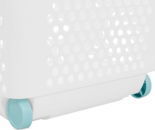 Miniatura 6 de 2Bushel - Cesta de plástico con ruedas, con asa, ligera y duradera, con ruedas, adecuada para apartamentos, dormitorios, baños y lavanderías (15.47