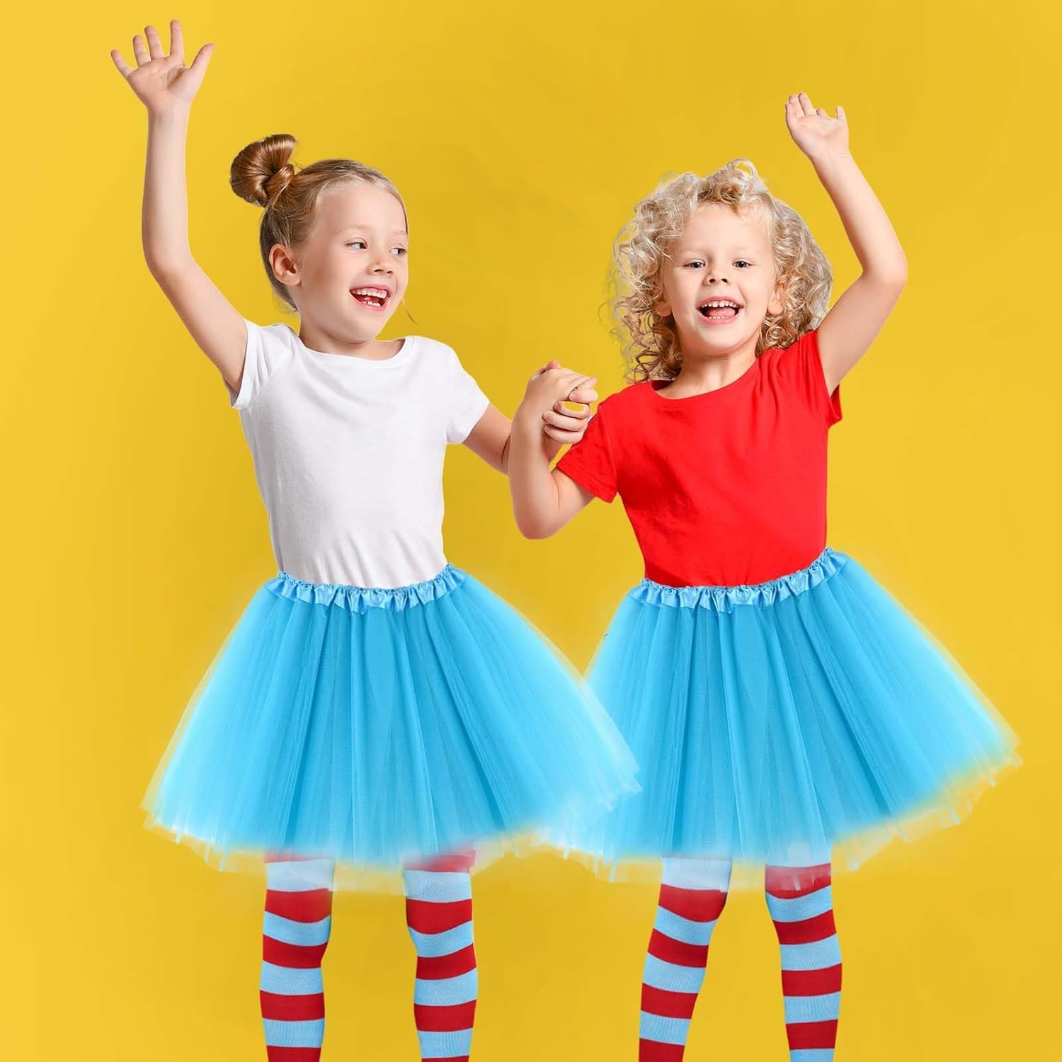 Tulle Tutu Costume Accessories Set, T Shirt Striped Thigh High Socks Tutu Skirt Headband for Halloween Cosplay Party - Image 8