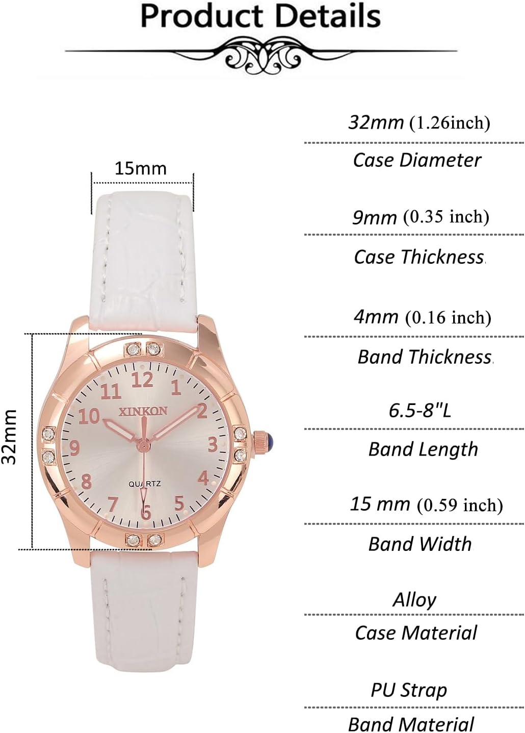 Top Plaza Classic Leather Strap Watch for Women Arabic Numerals Easy Read Watch Ladies Dress Watches - Image 6