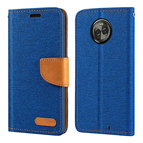 Motorola Moto X4 - Custodia in pelle con supporto per carte di credito e finestra, con chiusura magnetica per Motorola Moto X4