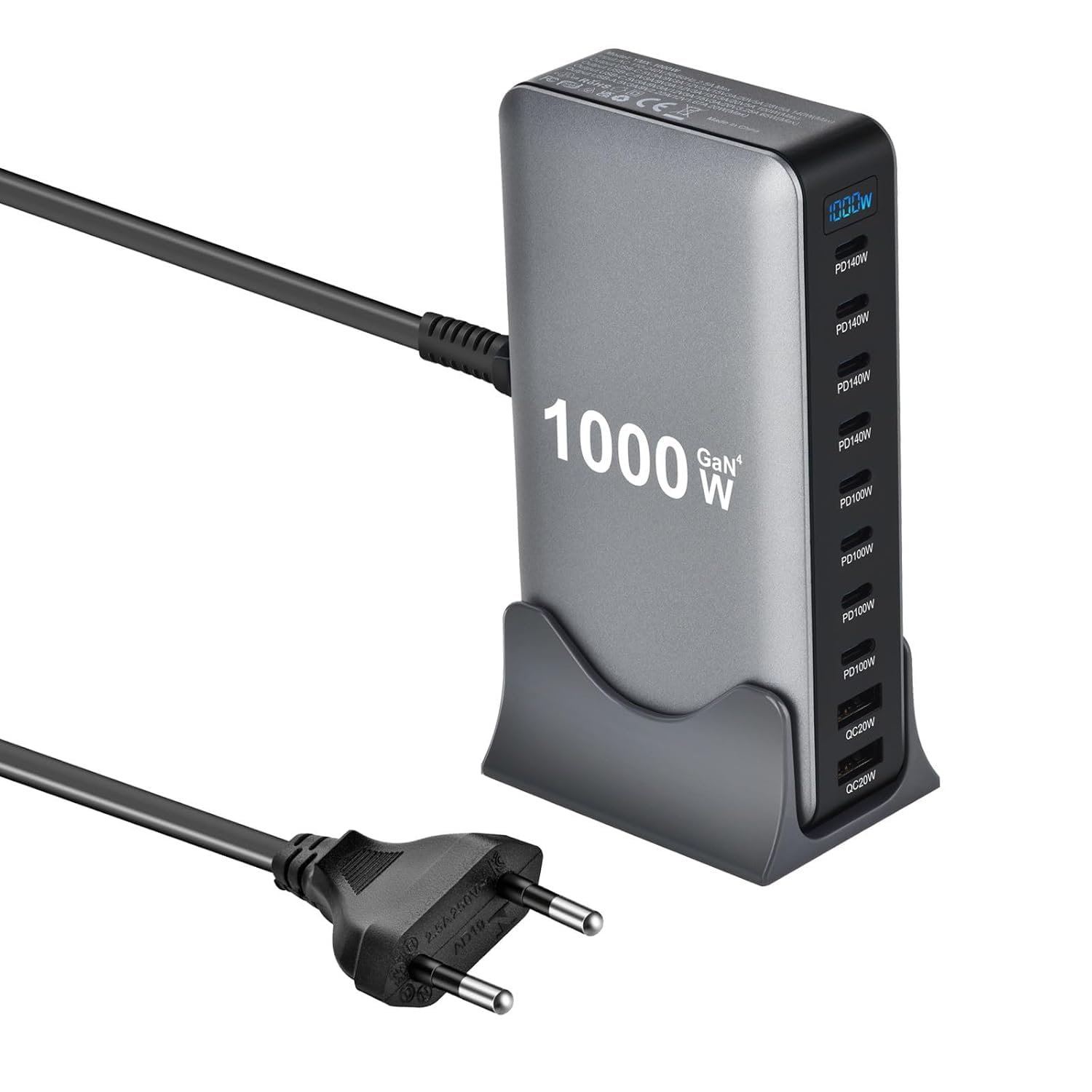 1000W USB C Charger Block,10-Port USB C Charging Station GaN IV Travel Essentials Multiple Port Charging Station,140W Laptop Fast Charger Adapter for Mac Book Pro/Air,DE/LL,1Pad,1Phone, (YMX-1000W)