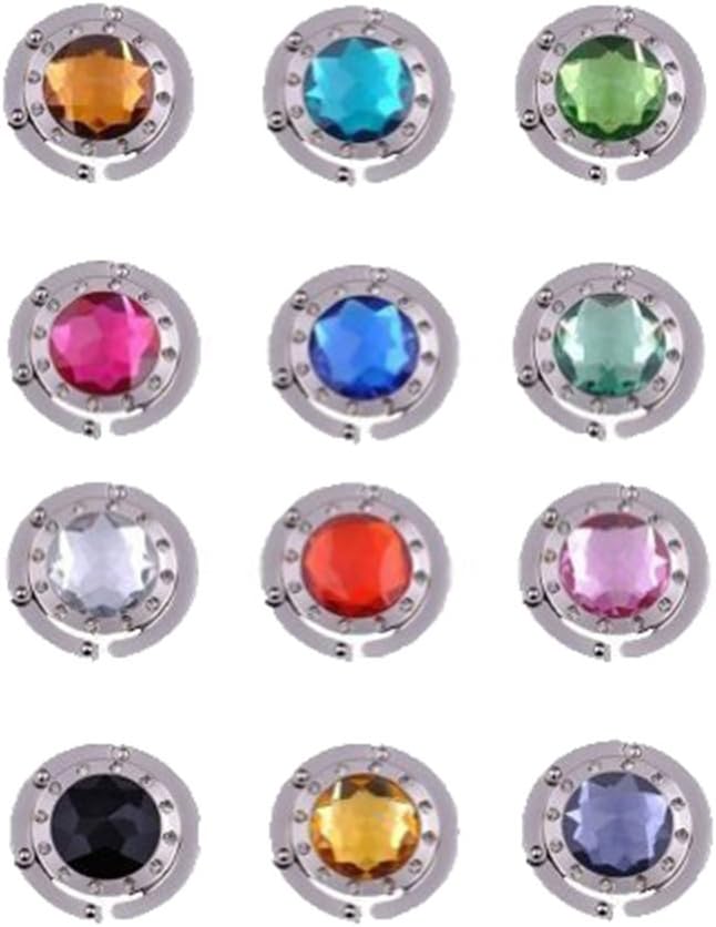 12 Pcs Colorful Diamond Folding Section Handbag Purse Hook Purse - Table, Folding Hanger - Gem Crystal Shoulder Bag+purse Holder Hangers Hooks