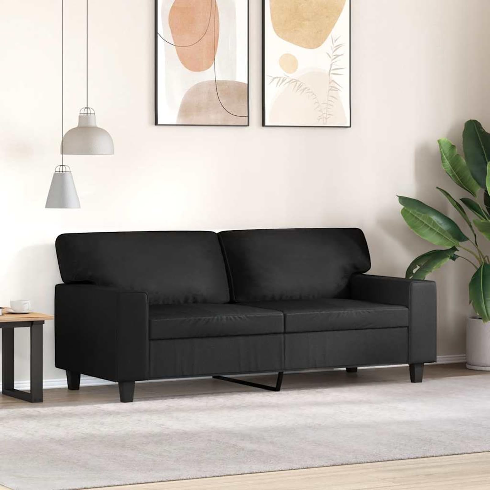 Gecheer Divano a 2 Posti Nero 140 cm in Similpelle
