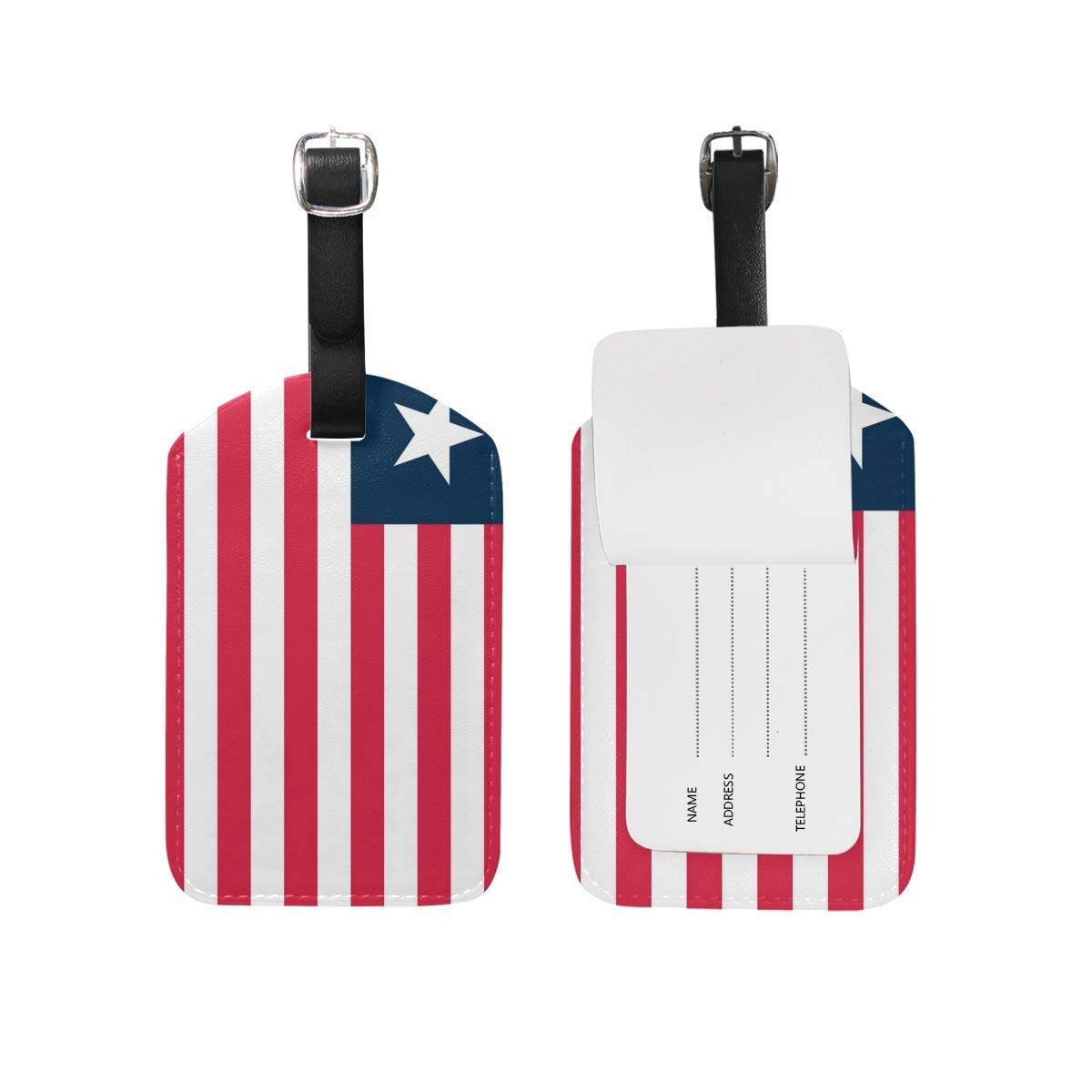 Country Nation Flag 2pc Luggage Tag Labels With Name Id