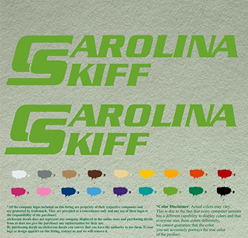 Pair of Carolina Skiff Boats Compatible Replacement Decals Vinyl Stickers Outboard Motor Set of 2 (12", Lime Green 063)