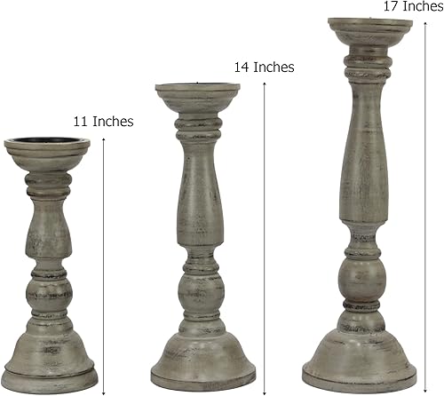 Miniatura 3 de Cotton Craft, soporte vertical, de madera, 3 unidades, tamaño 17, 14 y 11 pulgadas, los intrincados detalles y el tallado a mano hacen que sea un