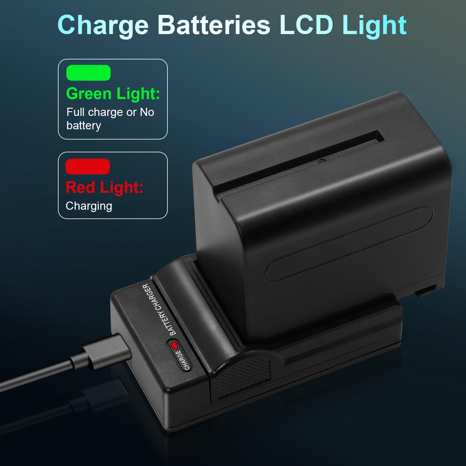2-Pack 12000mAh NP-F970 Akkus und LED Ladegerät, Kompatibel mit Sony NP-F960 NP-F950 NP-F930 NP-F550 NP-F570 NP-F750, Camcorder LED Video Lichter