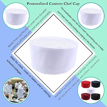 Personalized Custom Chefs Hat Breathable Mesh Top Skull Cap Baker Kitchen Cooking Chef Cap