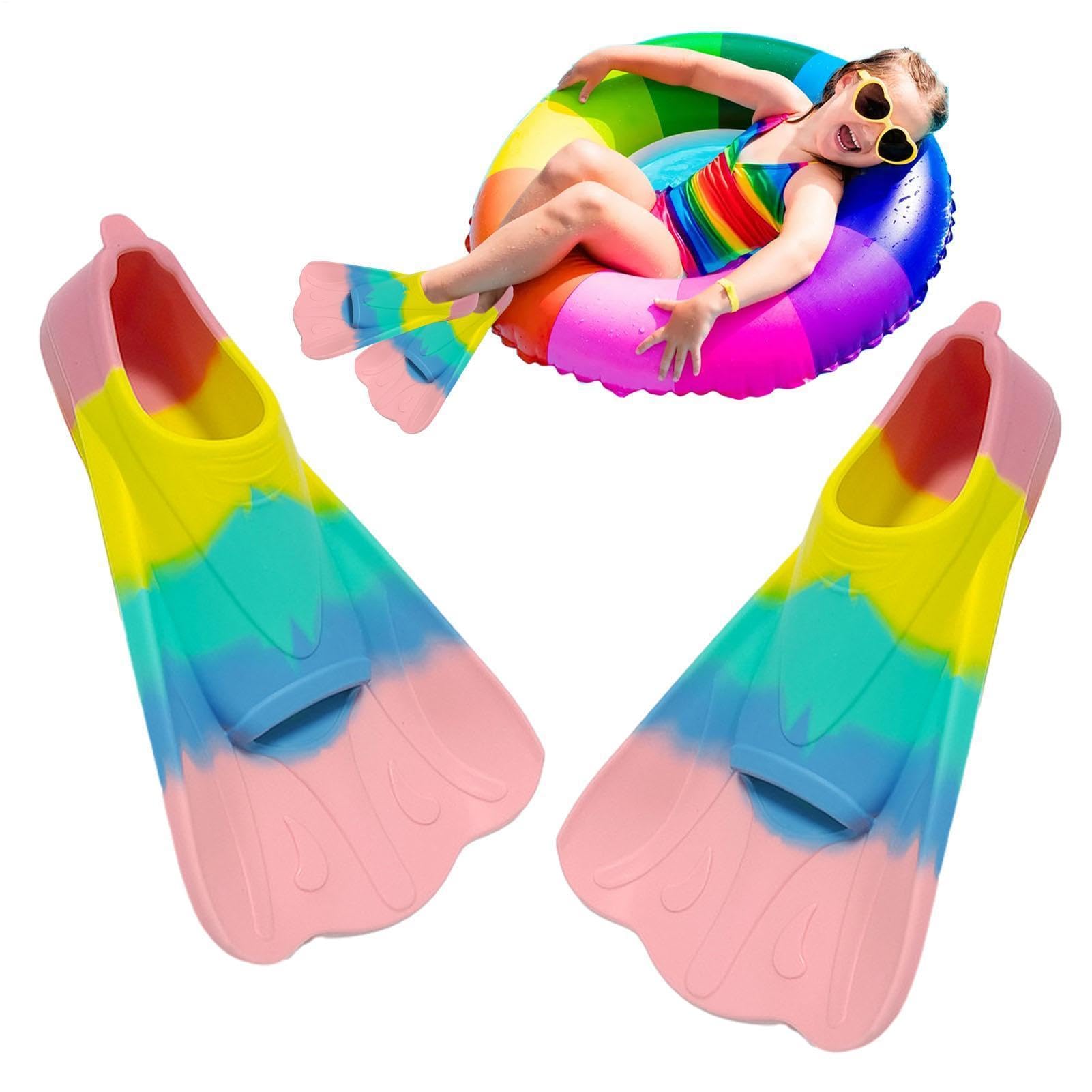 Silicone Swim Fins For Kids, Swimming Flippers, Short Professional Comfortable Soft Flippers For Swimming And Diving Beginners Kids Girls Boys Adults