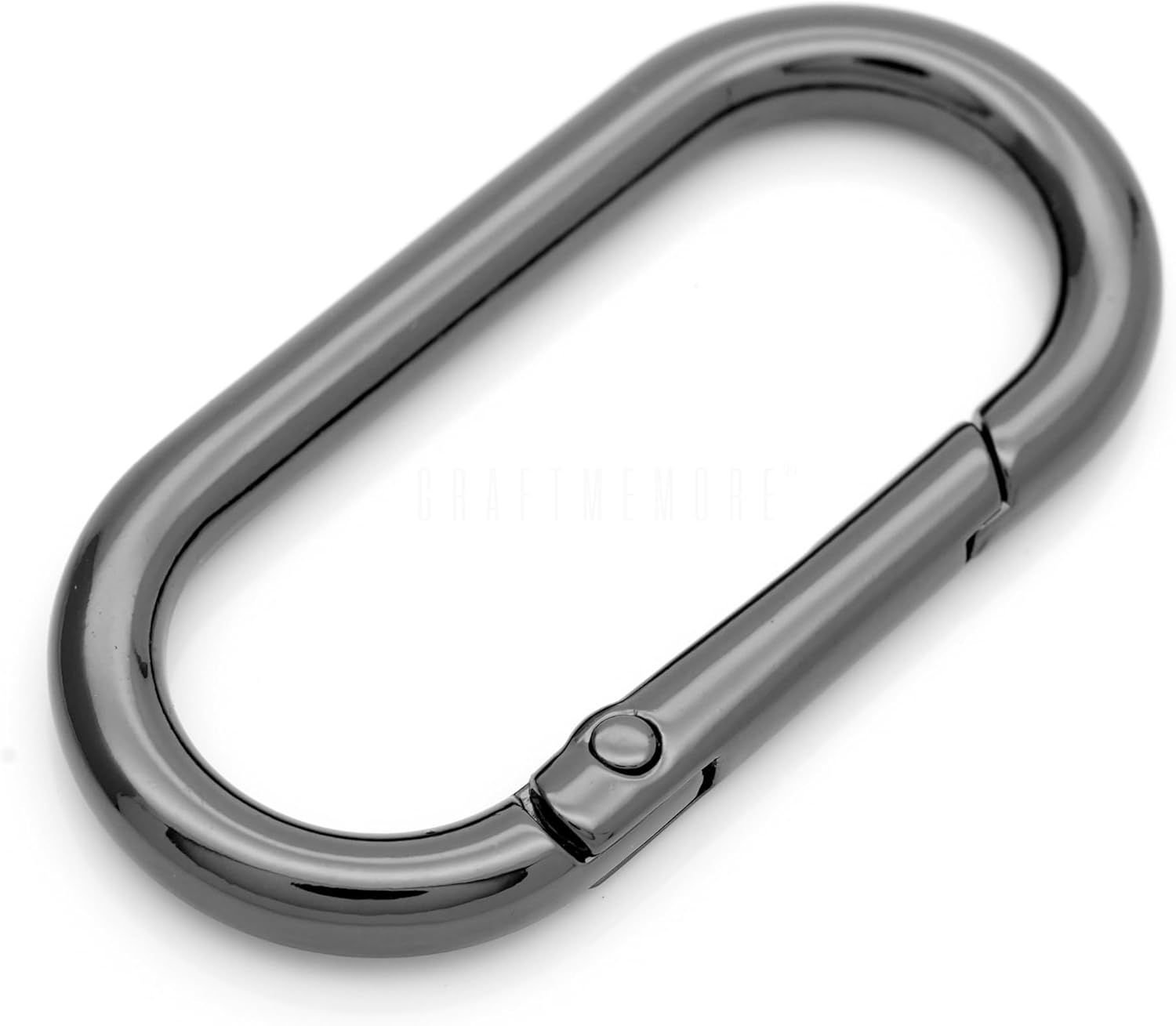 CRAFTMEMORE 2pcs Oval Rings Snap Clips Spring Opening Keyring Buckle SHOV Purse Hardware (Gunmetal Black)