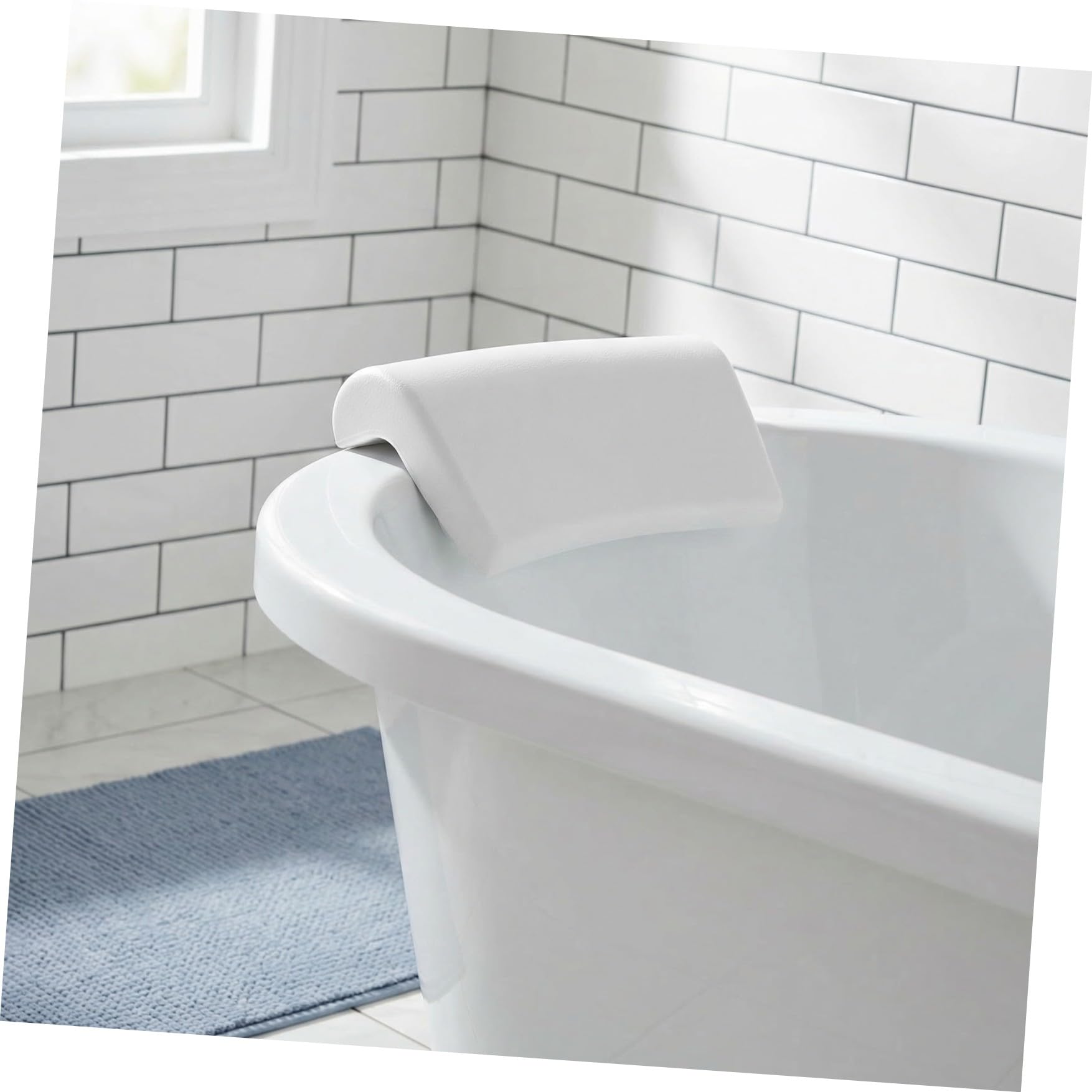 Oreiller de Bain Spa en PU Blanc Ventouses, Appui-tête Antidérapant pour Cou et Dos, Bath Pillow Confortable pour Adulte
