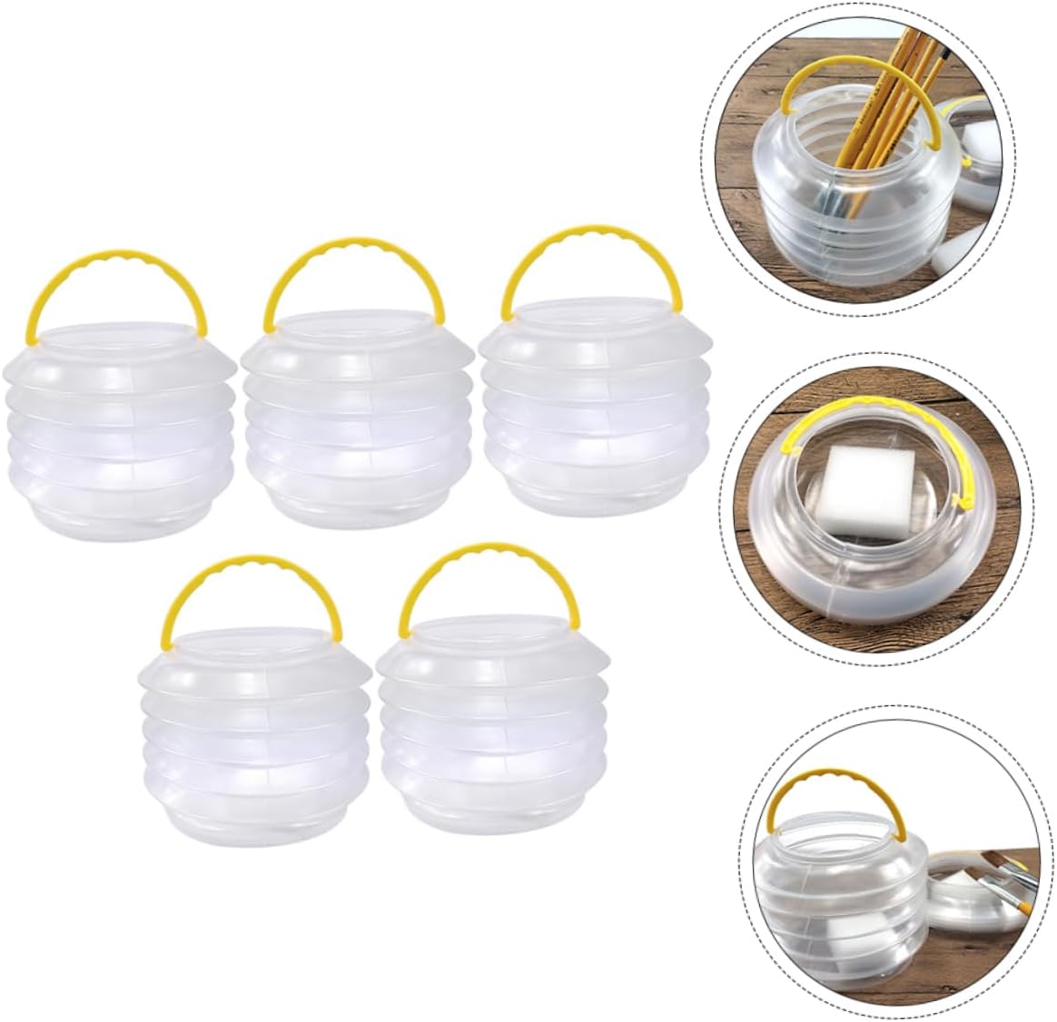 5sets Paint Brush Cleaner Collapsible Wash Buckets Reusable Artist Brush Basin Portable Water Container Easy to Store
