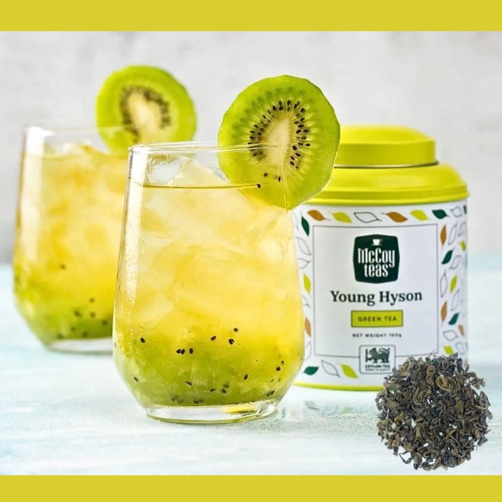 McCoy Teas Young Hyson Green Tea Loose Leaf Tea with Bright and Refreshing Spring Flavor Make Hot or Cold and Brews with Premium Tea from Sri Lanka, 100g Can (Pack of 01) - Image 6