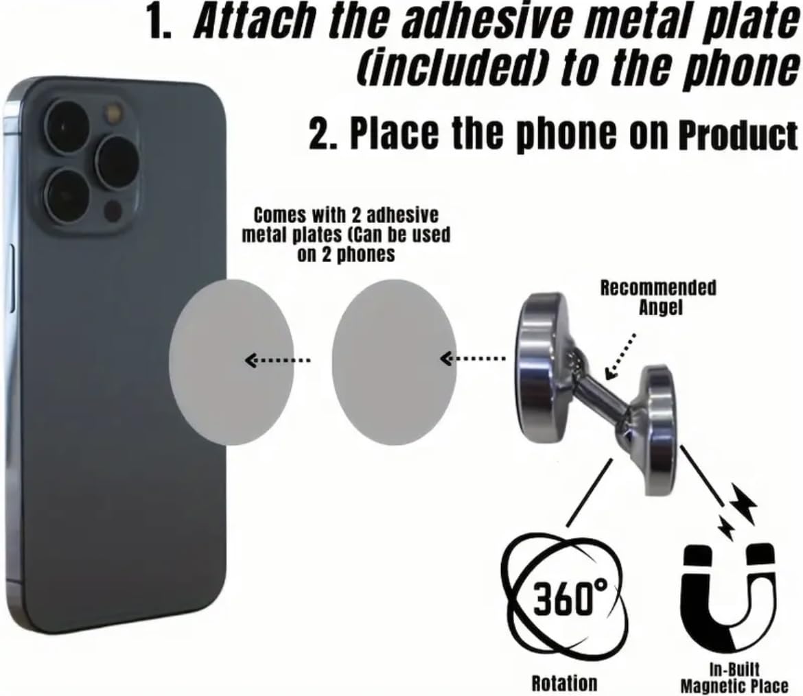 Support Téléphone Magnétique Pour Gym - Rotation 360° Ultra Puissant + Compatible MagSafe - Noir