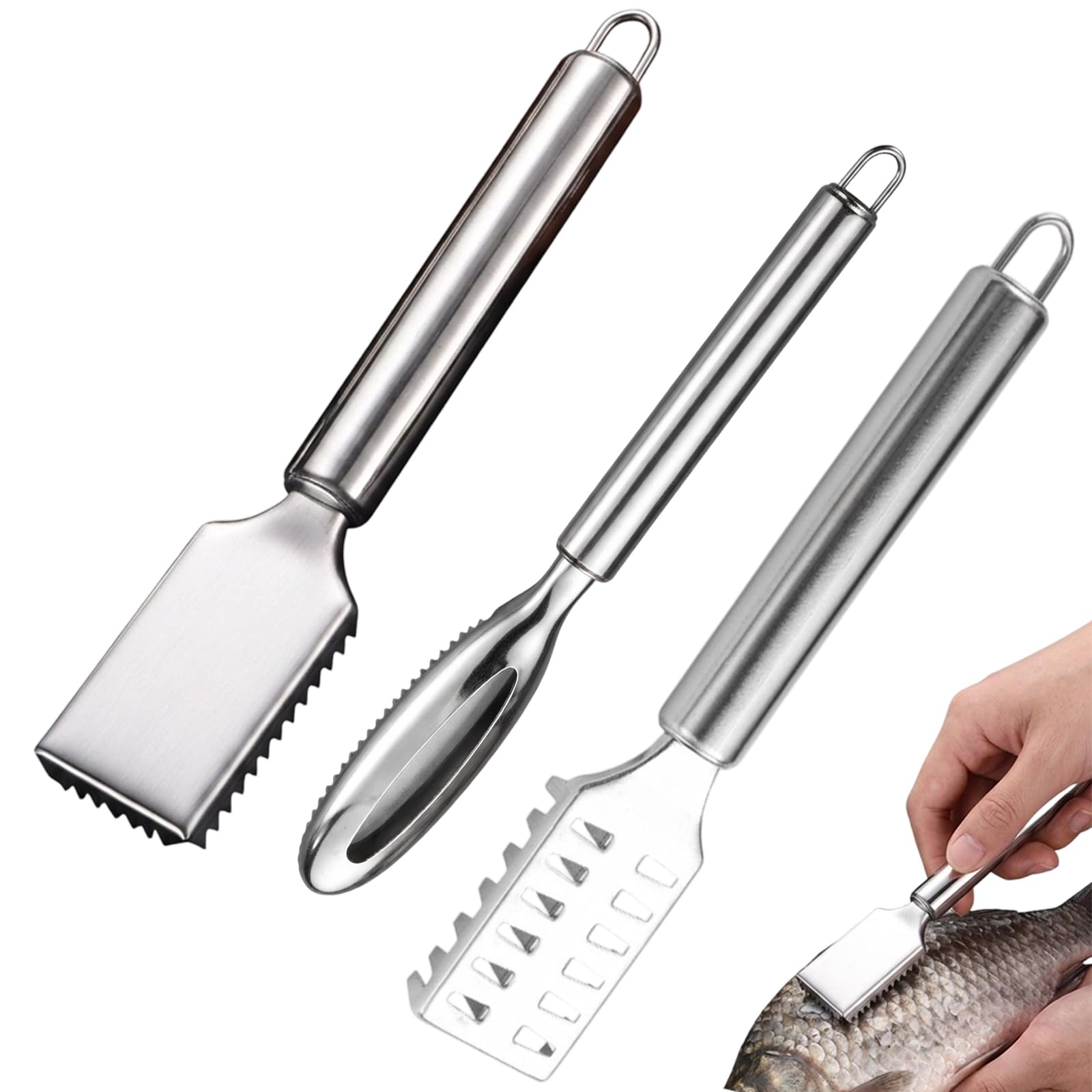 3 PCS Fish Scale Remover, Fish Descaler Tool Set of Three, Efficient Fish Scaler for Various Fish Types