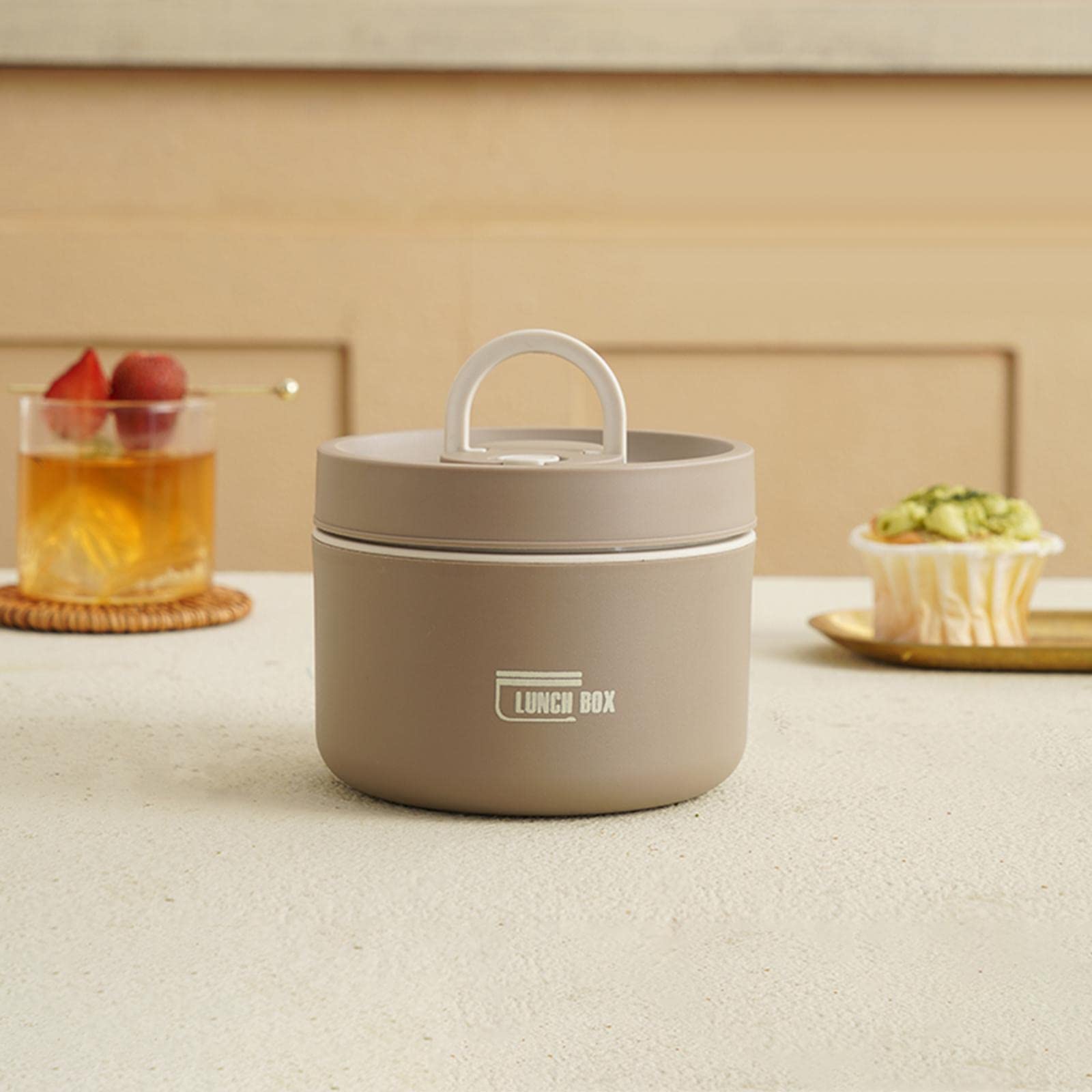 Juego de 4 Fiambreras Isotérmicas (420 Ml Y 620 Ml) para Adultos, con Tapa Hermética, Ideales para Llevar Aperitivos O como Caja Bento en Viajes, Excu, Marrón, Individual