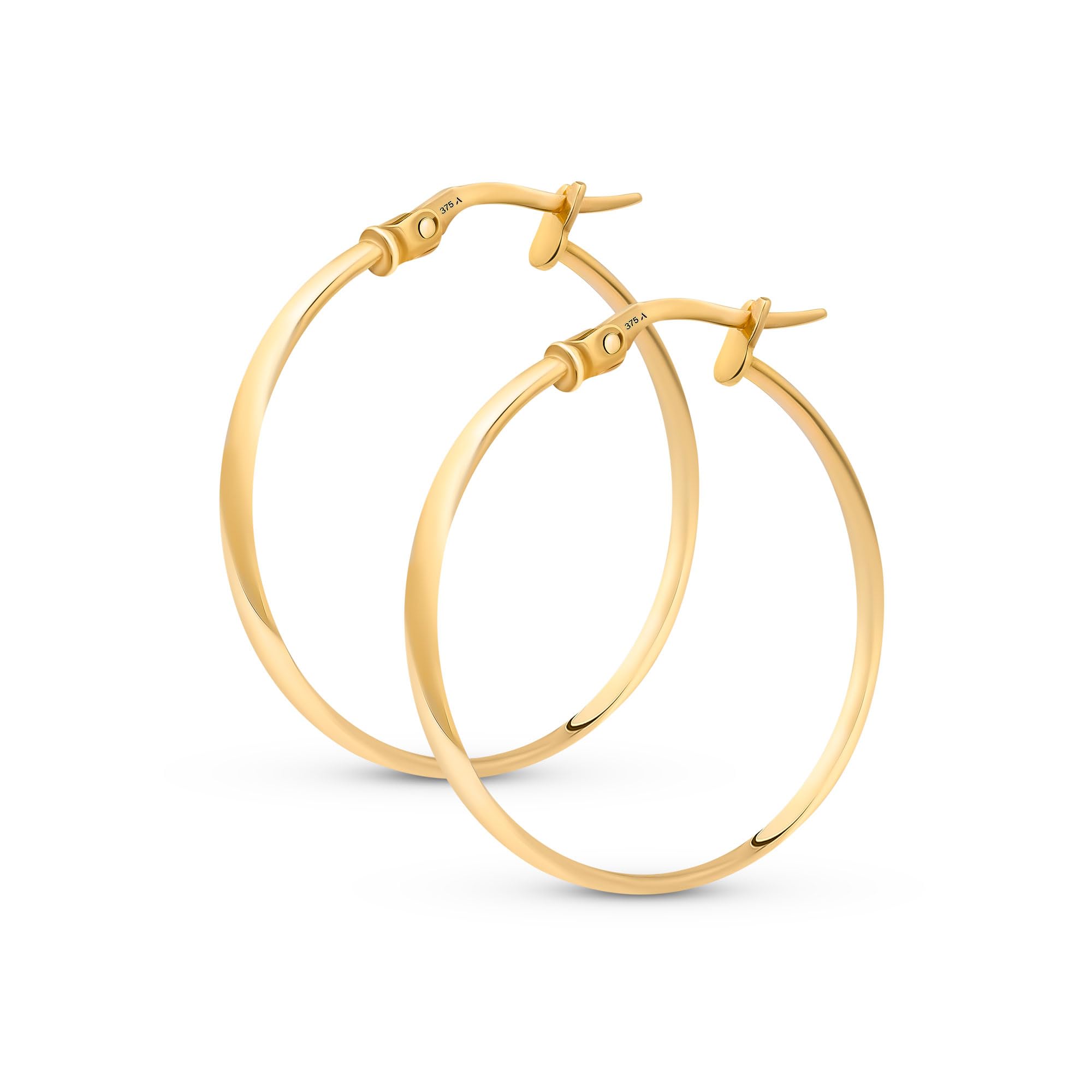 Amberta Orecchini a Cerchio in Oro Massiccio 9kt 14kt da Donna, Cerchietti Piccoli Sottili Lisci Classici, Cerchi in Oro 9 14 carati 10,15, 20, 25 mm Made in Italy