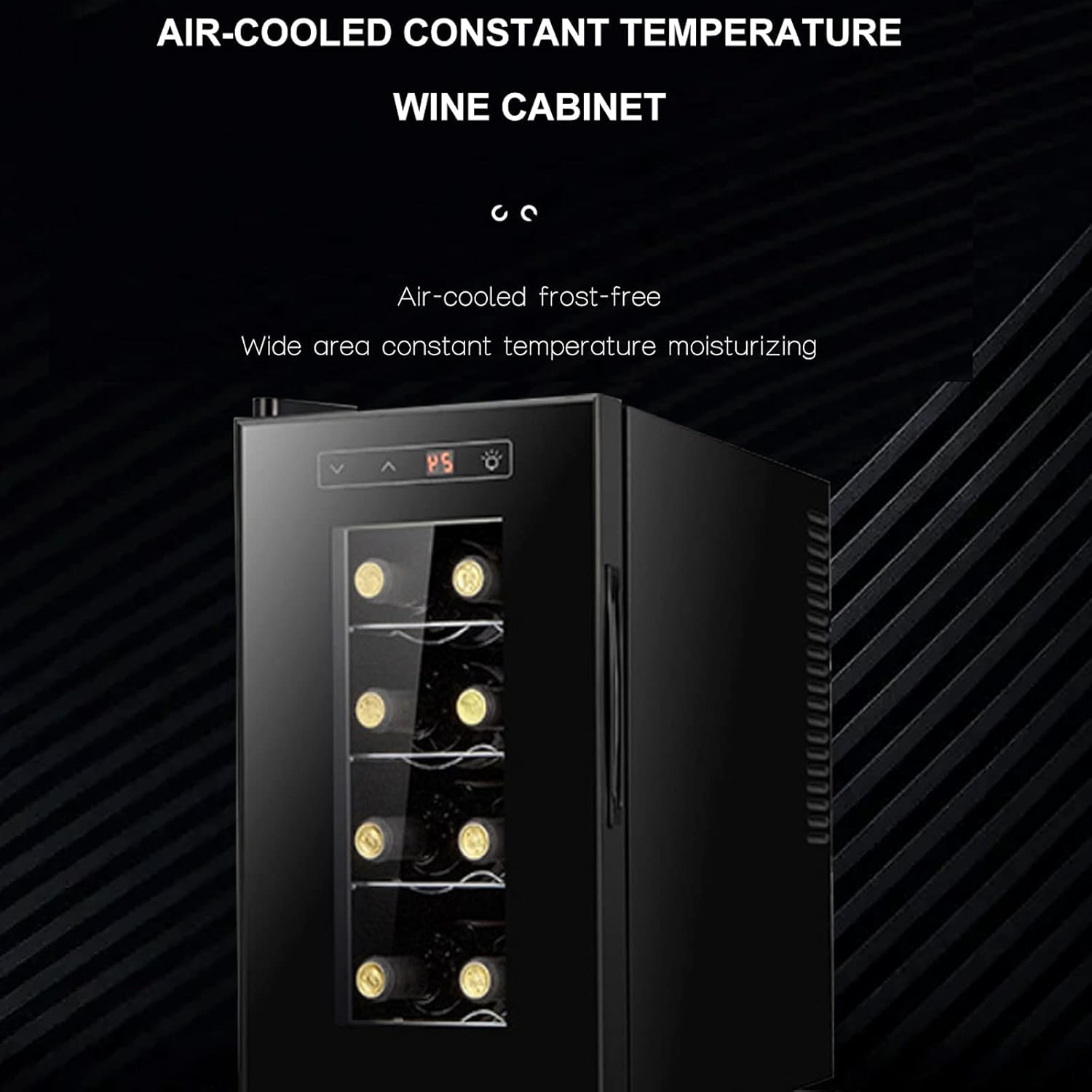 Wine Cabinet Refrigerator Black Freestanding Countertop Wine Cellar Cooler,8 Bottle Cooler Refrigerator with Lock Digital Temperature Control with Glass Door,Horiz