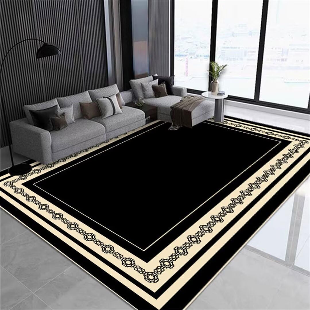 Tapis cuisine facile à entretenir et tapis de sol noir design classique