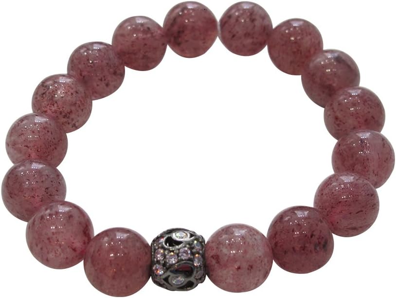 Unique Natural Strawberry Quartz Lucky Beads Astrological Reading Bracelet