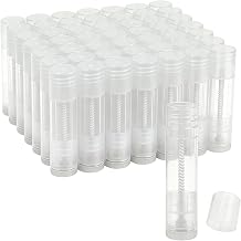 50 Pack Clear Lip Balm Tubes, BPA Free Empty Lip Balm Containers with Caps, Round Cosmetic Containers for DIY Lipstick, Homemade Lip Gloss & Craft Projects