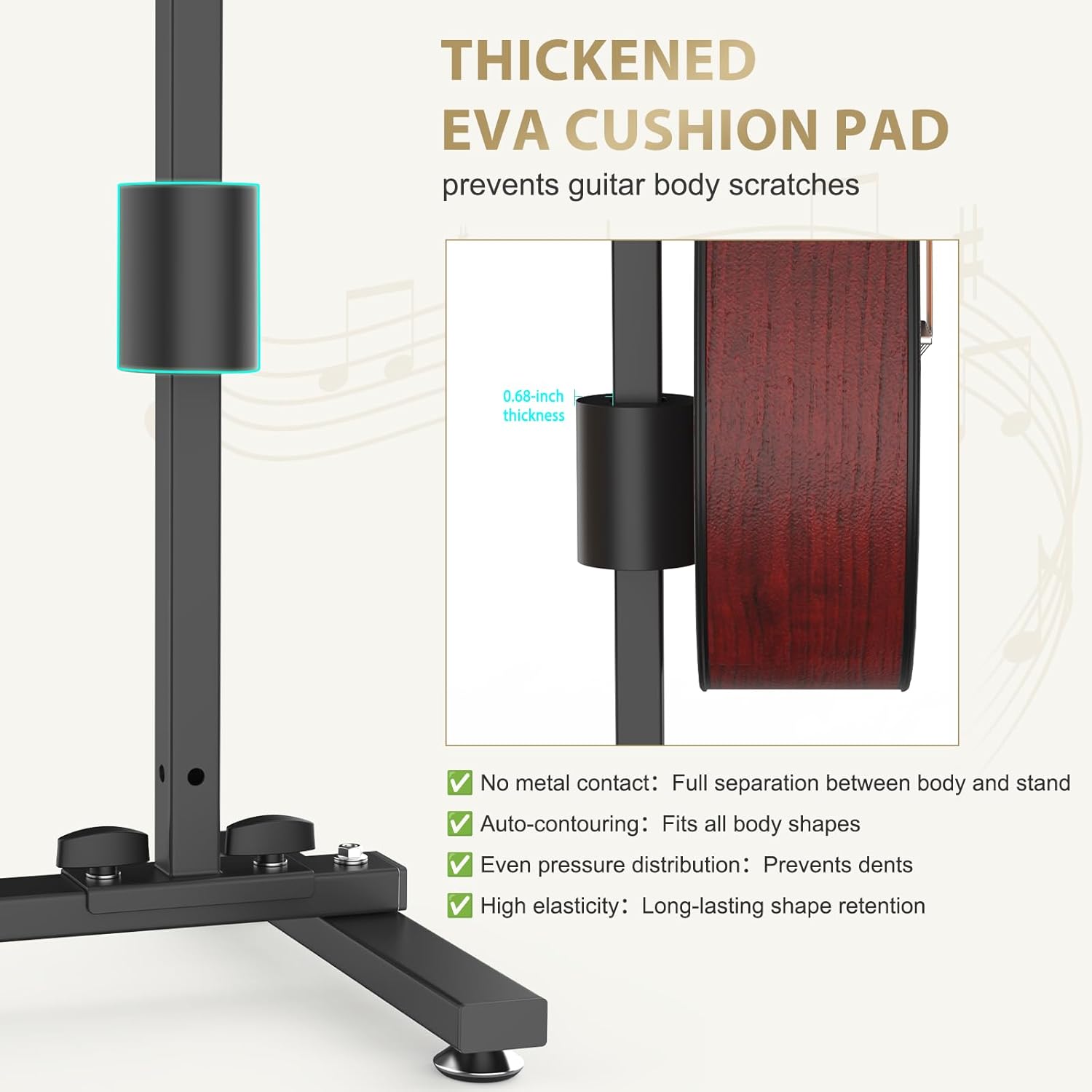 Fulgutonit Guitar Stand for 4 Guitars, Heavy Duty Multi Guitar Holder Stand with Adjustable Height & 90° Gravity-Lock U-Hook, 4 Guitar Rack Floor for Electric, Acoustic, Classical Guitars & Bass