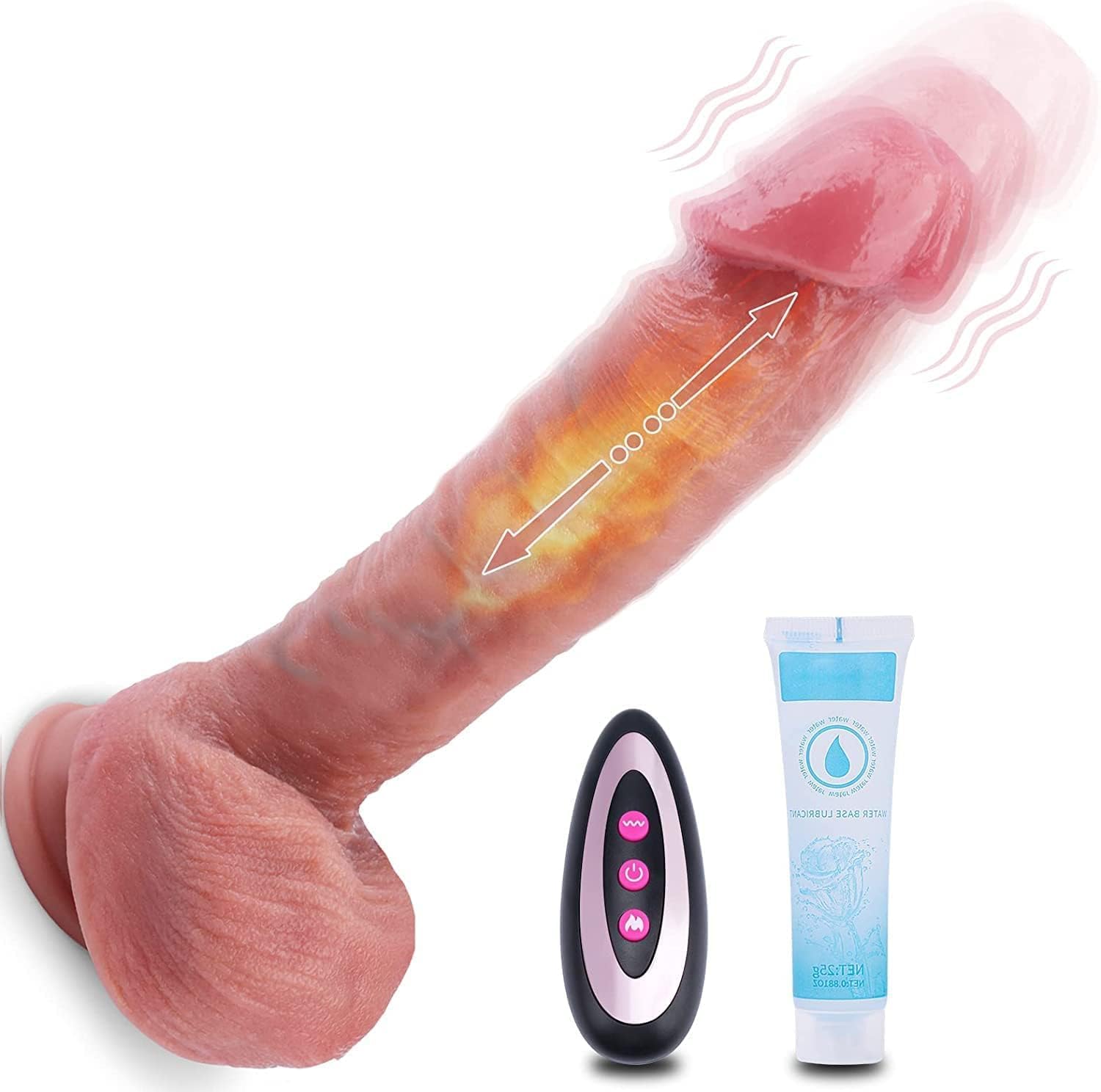 Thrusting Realistic Dildos Vibrator for Women, 8.7 Inch G Spot Vibrating Penis Dildo Stimulator Remote Contro Toy with 7 Telescopic & 7 Vibration & Heating, Adult Suction Cup Sex Toys for Women Couple