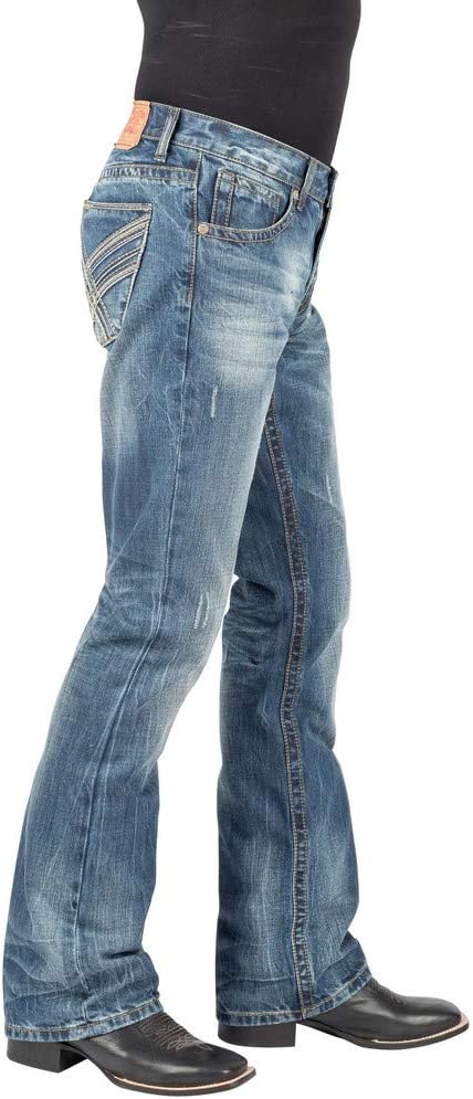 Stetson Men's 1014Rocker Fit Bootcut Jeans Blue 32W x 34L