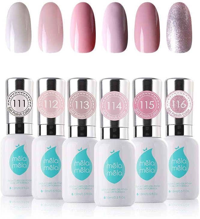 MELA MELA Gel Nail Polish, Gel Polish Long Lasting Soak Off UV LED, Gel Nail Polsih Set 15 ML 6 Colors