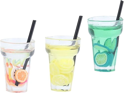 Miniatura 4 de Tazas de casa de muñecas, tres tazas de bebida en miniatura para niños para cocina para restaurante para bar