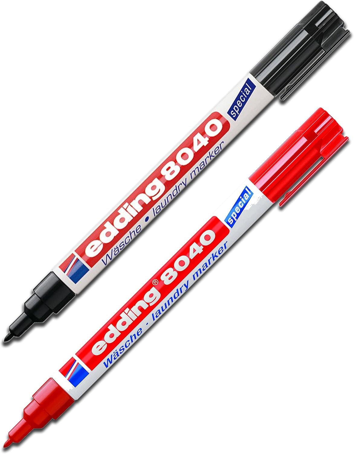 edding 8040 Wäschemarker, Textil-Stift zum permanenten Kennzeichnen von Textilien und Kleidung - Waschfest und kochfest bis 95 Grad Celsius (schwarz + rot)