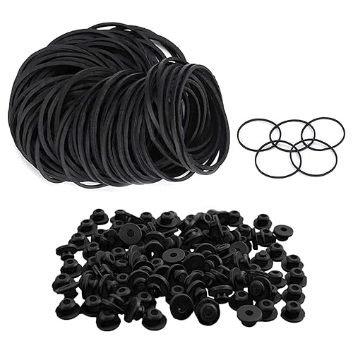 Miniatura 7 de 400 bandas de goma y pezones de ojales, 200 pezones de ojales y 200 bandas de goma elásticas, ojales elásticos para piezas de máquina