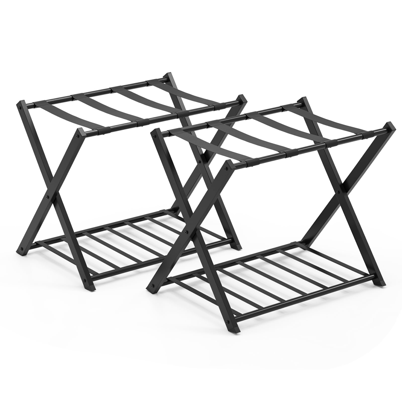 GIANTEX Portaequipajes Plegable simple, Portaequipajes de Metal para Ahorro de Espacio, Utilizar en Habitaciones, Hoteles, 68 x 43 x 58 cm (Negro)