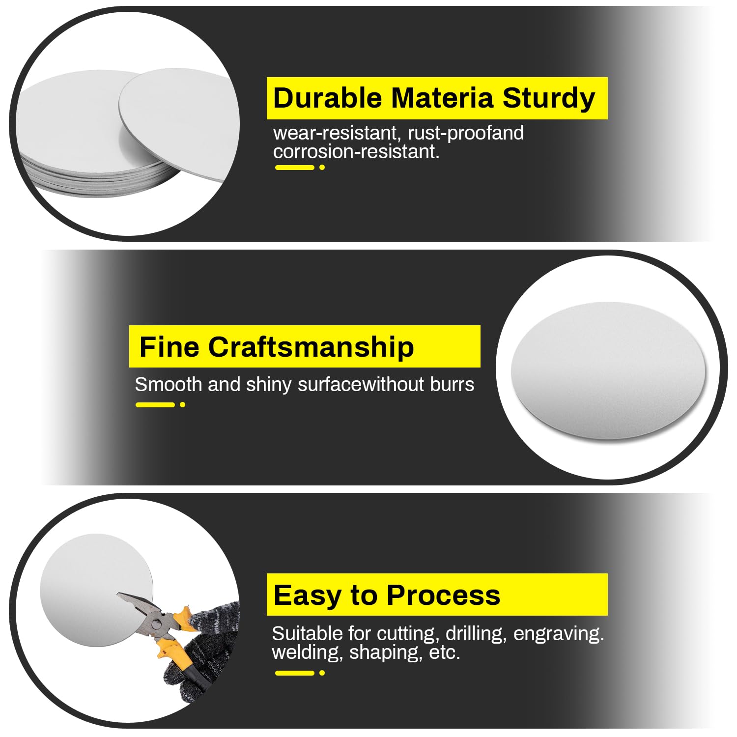 6" Stainless Steel Disc,12Gauge 2mm Thickness Round Metal Plate Stainless Steel Circles Blanks for Crafts, Jewelry Making, DIY, Electrical Repair(2 Pac) - Image 3