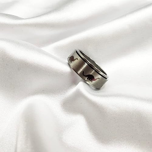 Miniatura 5 de Anillos giratorios de dinosaurio punk para mujeres y hombres, anillo de acero inoxidable hipoalergénico para aliviar el estrés, anillo de