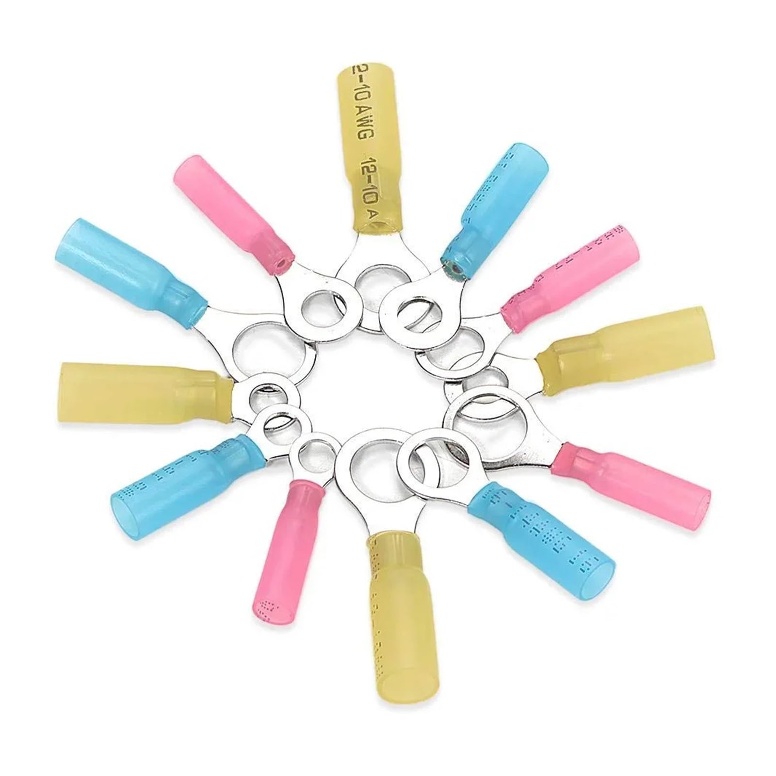 ICXLPMC 180PCS 22-10AWG Ring Lug Heat Shrink Insulated Electrical Wiring Crimp Terminals M5 M6 M8 M10