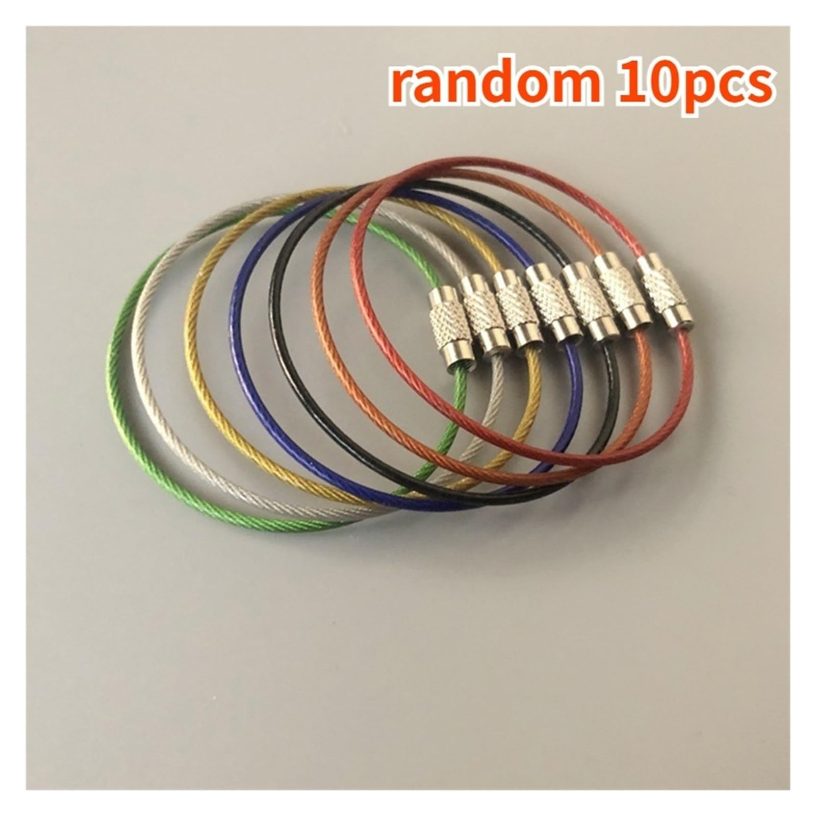 10 llaveros de alambre de acero inoxidable de 1,5 x 150 mm con cierre de tornillo, cuerda de llavero para acampar al aire libre, equipaje, etiqueta EDC Gadget (estilo 9)