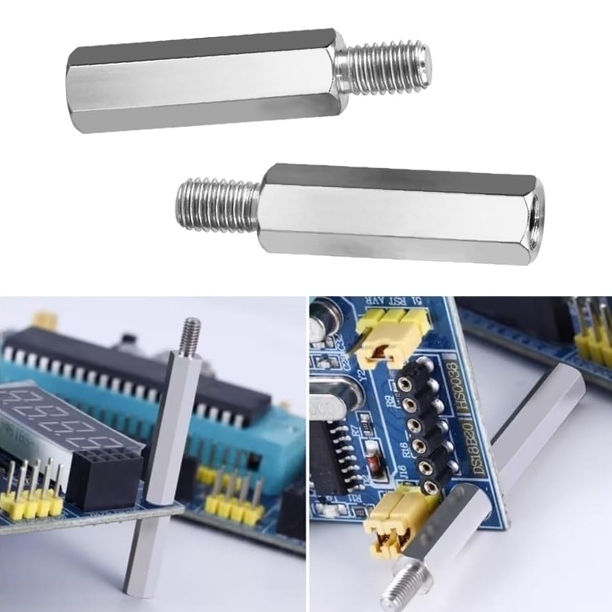 Teron Confezione da 10 distanziatori esagonali in acciaio inox PCB Board viti distanziali filettatura esterna M6 x 30 + 8 mm